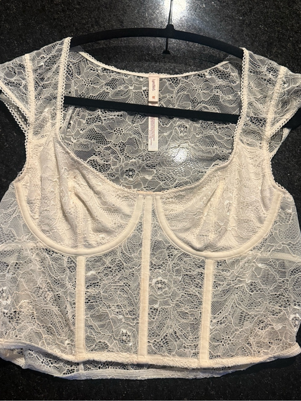Anthropologie Ivory Lace Underwire Crop Bandeau